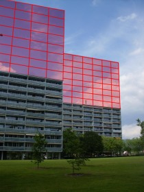 Photo-montage de la Cité Meyrin avec la nouvelle loi